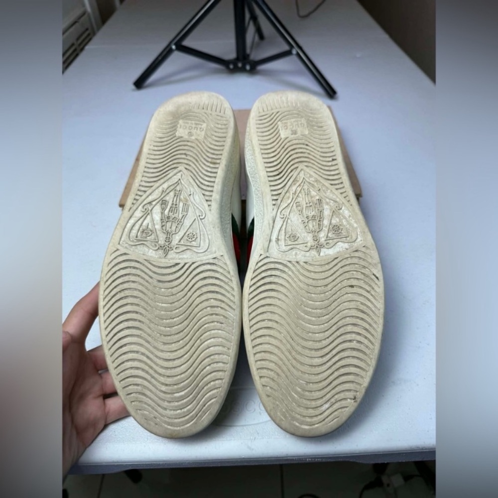 Gucci Sneakers White with Web and Studs Sz 7.5 G / US 8.5 - Picture 14 of 14